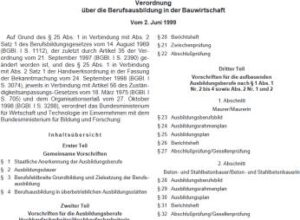 Verordnung über die Berufsausbildung in der Bauwirtschaft