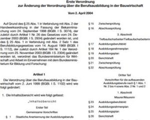 Verordnung Berufsausbildung Bauwirtschaft 1. Änderung